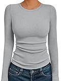 AUTOMET Womens Long Sleeve Shirts Tops Blouses Fall Fashion Ribbed Knit Casual Tshirts Trendy Cute Workout Clothes Heather Grey S
