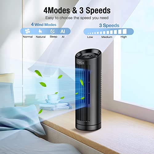 Vck Tower Fan, 80° Oscillating Fan With Remote Control, 13'' Portable Small Desk Fan, Adjustable 3 Speed, 12H Timer, 4 Mode, Personal Quiet Cooling Bladeless Table Fan For Bedroom Office Desktop thumb #1