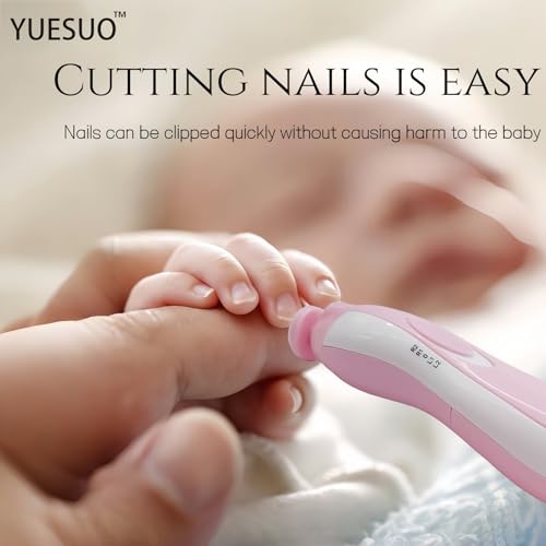 YUESUO Baby Nail Trimmer File with Light,Baby Electric Nail File for Newborn Infant Toddler Kids Adult,Battery Operated (AA) (Pink) - Image 4