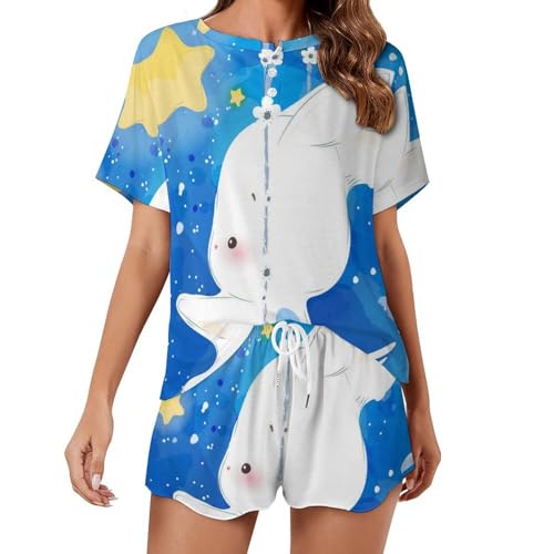 Ensemble de pyjama pour femme manches courtes sleepwear été Lapin Étoilé