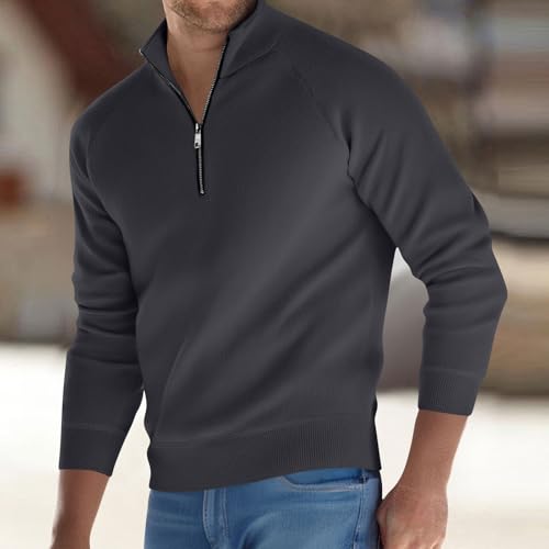 Quarter Zip Sweaters for Men Slim Fit Long Sleeve Stand Collar Knitted Pullover Business Casual Dress Sweater2