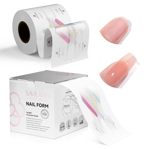 Image of SAVILAND Plus Nail Forms: Reusable Sticky Nail Form for Builder Gel Super Adhesive Nails Extension Forms for Acrylic Nails with Precise Length Guide | Super adhesive paper extensions with precise length guide. Perfect DIY manicure tools for professional salon.
