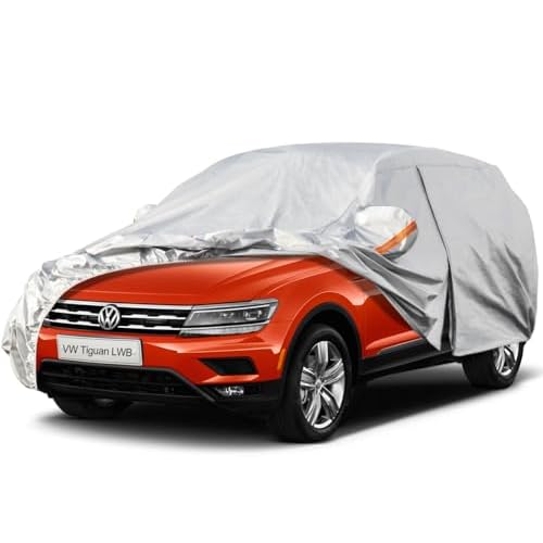 Kayme 6 Layers SUV Car Cover Custom Fit for VW Volkswagen Tiguan Allspace LWB (2018-2025) Waterproof All Weather for Automobiles, Outdoor Full Cover R
