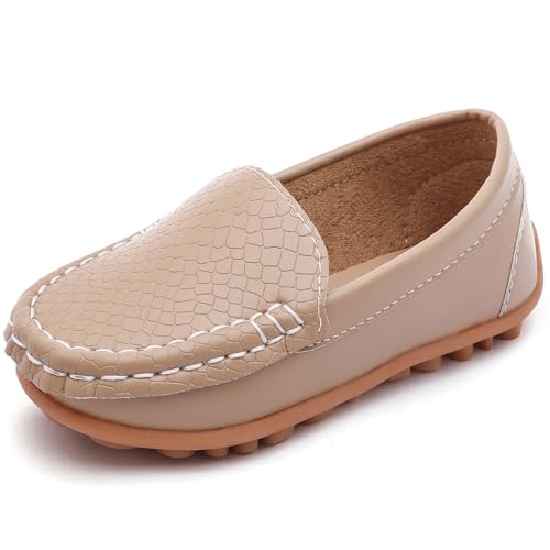 Image of Boys Loafers PU Leather Slip-On Toddler Dress Shoes Non-Slip Sole Kids Moccasins for School Events and Daily Wear