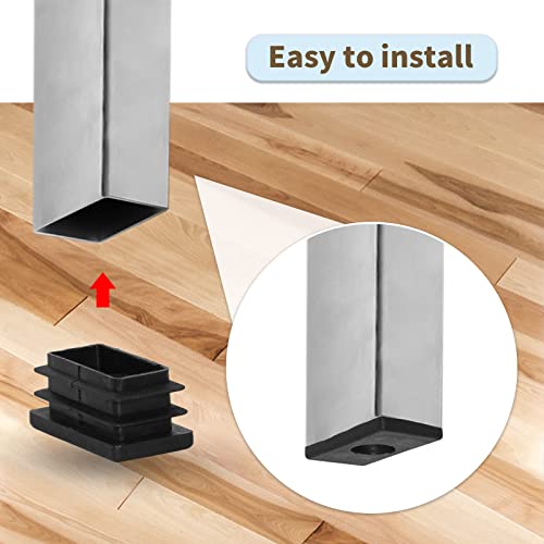 Image of Flyshop Black M8 Threaded Tube End Plastic Rectangle Blanking Caps | 30 mm x 50 mm, 4 Pcs