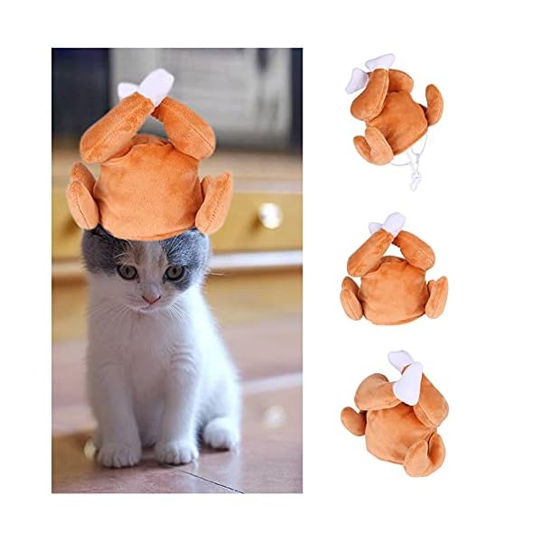 Thanksgiving turkey drumstick hat for cat, pet halloween thanksgiving turkey costumes dog cat ornament - image 4