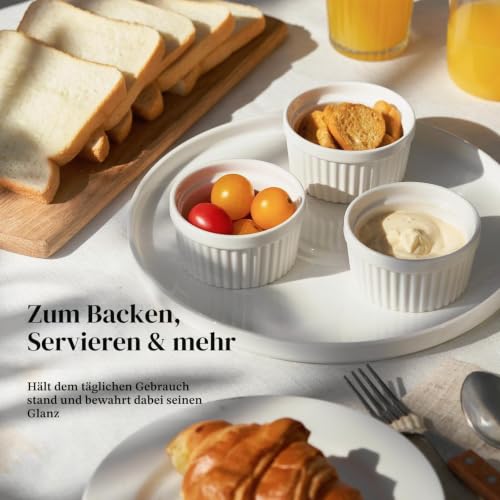 DOWAN Creme Brulee Schälchen 6er Set,235ml Antihaftbeschichtete Soufflé Förmchen,Souffleeförmchen Backofenfest,Ragout Fin Schalen… – Ansicht 5