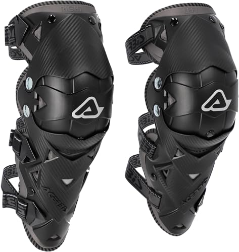 ACERBIS IMPACT EVO 3.0 Protection genou, protège-tibias de moto, noir/rouge, polypropylène/EVA/Nylon, système à double broche, sangles élastiques réglables