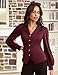 GRACE KARIN 2025 Fall Women Office Shirts,Long Lantern Sleeves Work Tops,V Neck Slim Outfits S Wine Red