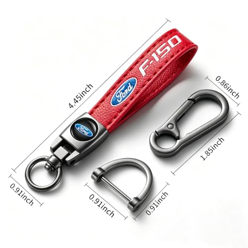 Image of Leather car Keychain 05 Set for Men and Women Family Present Keychain Key Ring Lanyard (red)