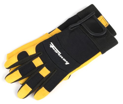 Forney 53086 Deerskin Leather Driver Premium Stretchable Men's Gloves, X-Large,Black/Gold #TOP6