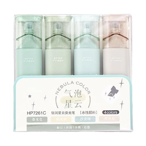 Rotuladores fluorescentes en colores pastel, bonitos colores 4 unidades, lisos, brillantes, colores pastel, marcadores brillantes para notas brillantes en el diario, subrayadores con purpurina, diario