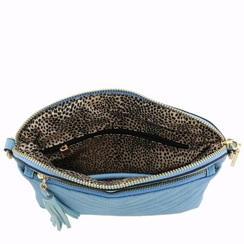Image of FashionPuzzle Chevron Quilted Medium Crossbody Bag with Tassel Accent
