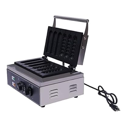 Waffellolliemaker Edelstahl Waffeleisen Waffeln Am Stiel Waffelsticks Antihaftbeschichtung Corn Dogs Hotdog 50-300 ℃Waffeleisen für bis zu 6 Waffeln am Stiel (Teflon & Aluminium, Edelstahlgehäuse)