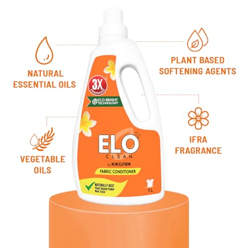Image of ELO Clean by Kikgerm Plant Based Fabric Conditioner (2000ml) Natural, Eco-friendly, Non-toxic, Chemical-free, Biodegradable -Kids Safe, Skin Safe -Long Lasting Fragrance & Softness - 1000ml(Pack of 2)