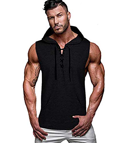 COOFANDY Mens Workout Hooded Tank Tops Sleeveless Gym Shirt Bodybuilding Muscle t Shirts (XXL, XX)