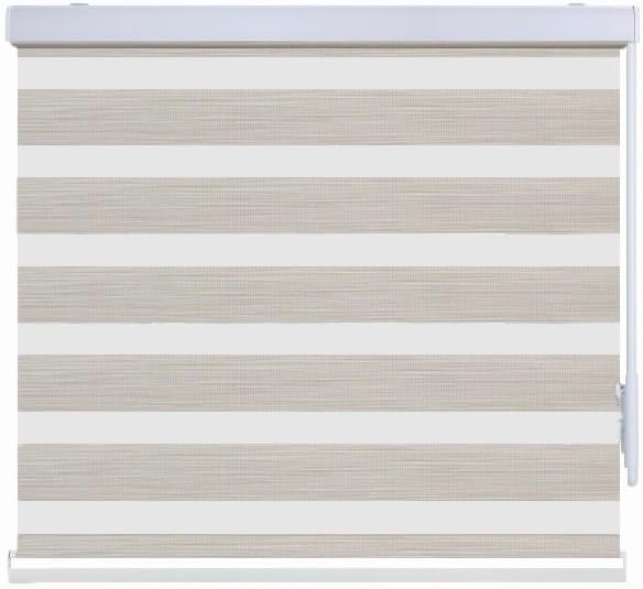 Wymo Zebra Blinds for Windows 40''W X 64''H inch Pale Grey, Dual Layer Sheer Light, with Cordless Manual Control Stick, Day Night Privacy Light Filtering Fabric