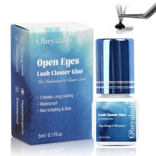 Sensitive Cluster Lash Glue Waterproof – Obeyalash Open Eyes DIY Lash Cluster Glue Strong Hold...