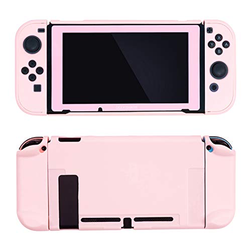 GeekShare Slim Protective Cover Case Compatible with Nintendo Switch Console and Joycon -Soft Touch and Anti-Scratch DIY Replacement Shell for Switch (Pink & Tempered Screen Protector)â¦