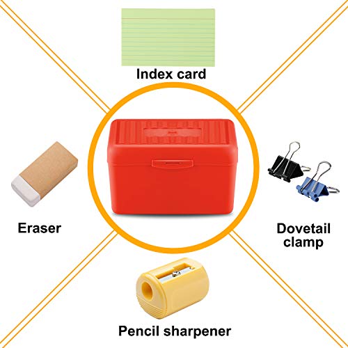 Index Card Holder 3 x 5 inch - Recipe Card Box Plastic Storage Organizer for Filling 350 to 400 Notecards, Addresses & Recipes - 4 Colors (3 x 5 inch)