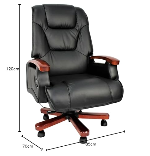Image of Director Chair | High-Back | Leatherette | Recliner | Adjustable Height | Wooden Base | Luxury Design | Swivel | Tilt Comfortable Seating | High Back