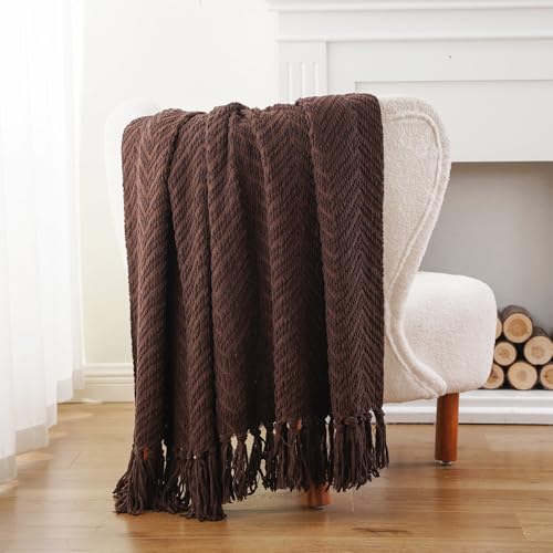 Image of BATTILO HOME Dark Brown Throw Blanket for Couch, Super Soft Cozy Warm Chocolate Throw for Twin Bed, Living Room Chair Bed Sofa Home Decor, 60 inch x 80 inch