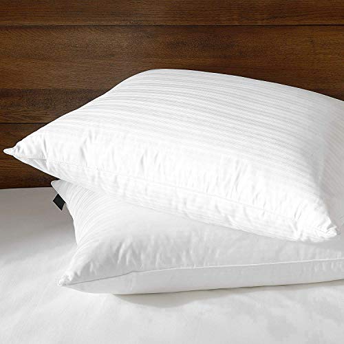Downluxe Goose Feather Down Pillow - Set Of 2 Bed Pillows For Sleeping With Premium 100% Cotton Shell, Queen #TOP1