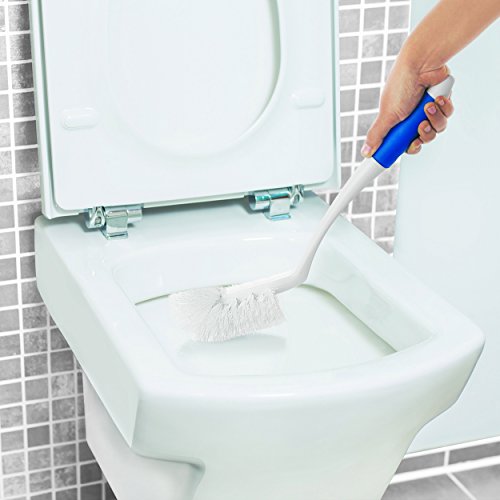Cello Kleeno Angular Toilet Brush with Storage | Stylish Design | Rubberised handle for firm grip | Durable plastic body | Space-Saving Storage (Blue and White,Pack of 1) (Image - 4)