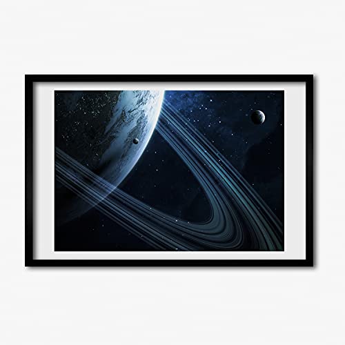 Cadre photo 60x40 cm Tulup avec affiche de planète pour decoration murale en bois MDF