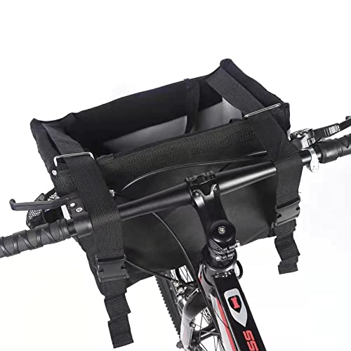 Pet Carrier Bicycle Basket Bag , Bicycle Basket for Dogs and Cats with Big Side Pockets (Gray-Black) - Image 5