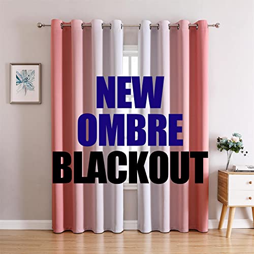 Image of G2000 Blackout Curtains & Drapes for Bedroom Living Room 84 Inches Long Coral and Greyish White Room Darkening Window Treatments Ombre Thermal Insulated Light Blocking Grommet Backdrop 2 Panels Set