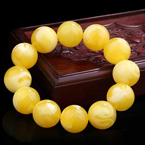 EASTCODE Natural Beeswax Bracelets Men and Women White Flower Amber Bracelet Women's raw Amber ore Chicken Yellow Christmas Bracelet