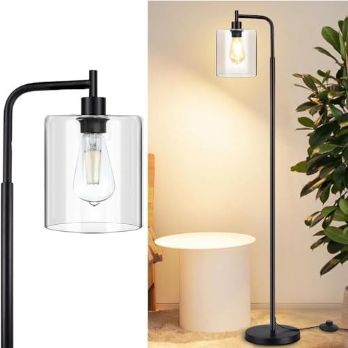 Rustic Farmhouse Metal Tray Floor Lamp For Living Room With