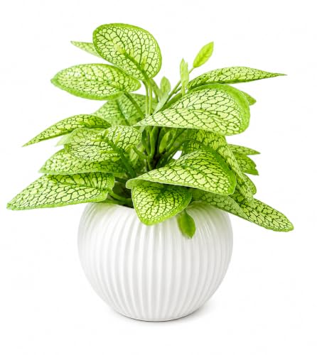 15 Artificial Plant Decorating Ideas 79 Premium Artificial Green Vein Plant with Modern White Pot, Realis...
