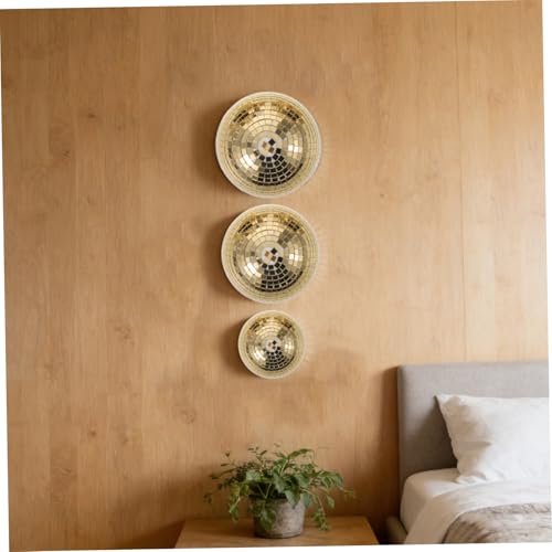 Conjunto de 3 bolas espejadas doradas Homoyoyo, globos reflectantes de vidrio para colgar en pared, fácil instalación, decoración para bodas, salas y fiestas temáticas miniatura 6