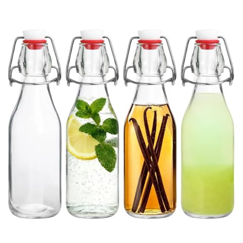 Swing Top Bottles,8.5oz 4 Pack Flip Top Glass Bottle with Airtight Closures
