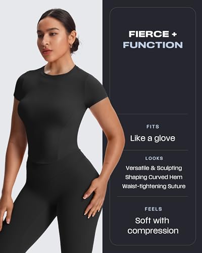 Aoxjox Women's Short Sleeve T-Shirts GEO Baby Tee Workout Gym Yoga Crop Top4