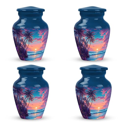Image of Beach Urn - Human Remains Urn - 3 Inch - Pack of 4 - Miniture Urns for Mom & Dad - Funeral Cremation Urns for Ashes - Burial Decorative for Mom & Dad