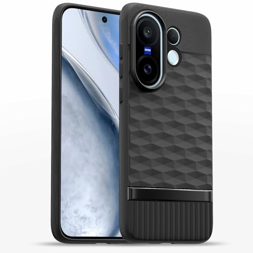 Image of Pikkme Back Cover for Vivo X200 Fe 5G Soft Grip 3D Hexa Cube Texture Silicone Bumper Case (Black)