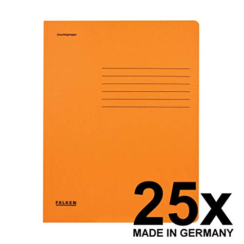 Original Falken 25er Pack Einschlagmappe. Made in Germany. Aus Recycling-Karton mit 3 Innenklappen für DIN A4 orange Juris-Mappe Sammelmappe Dokumentenmappe Aufbewahrungsmappe