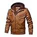 WULFUL Men's Leather Jackets, Faux Leather Jacket for Men Lapel Zip-Up Slim Fit Coat
