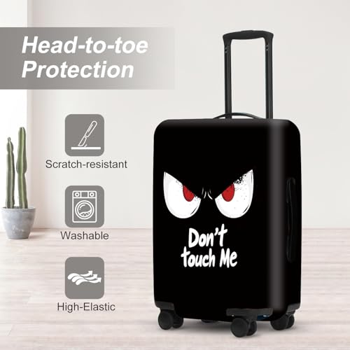 Image of DON'T TOUCH ME Luggage Cover, Funny Travel Accessories with Inspirational Quotes, Durable Suitcase Protector