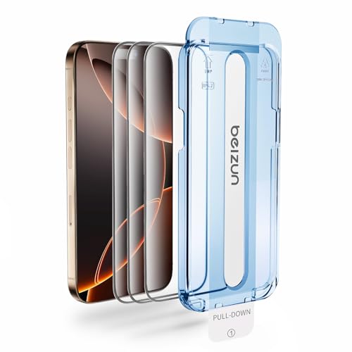 Image of Beizun Screen Protector for iPhone 16 Pro Max, Edge-to-Edge Protection, Easy Install, Case Friendly, 99% HD Clarity, 9H Tempered Glass, Anti-Scratch, Anti-Fingerprint, 3-Pack