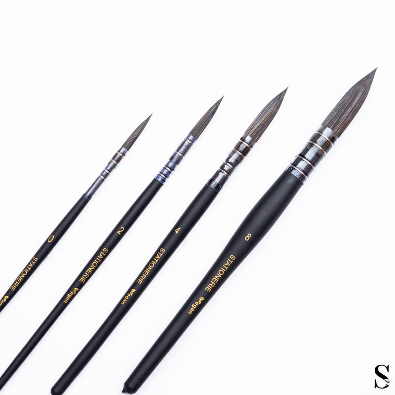 Image of Stationerie Paint Brushes Set /Handmade Professional Artist Painting Brush Set for Acrylic, Watercolor, & Gouache Painting with Brush Holder (Mop Set Matte)