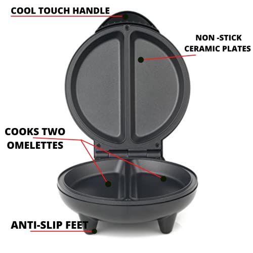 Trendi® Non-Stick Omelette Maker, 750 W, Dual Plates, Easy Clean, Cook with Little to No Oil, 2-3 Minute Heat-Up Time, Perfect for Fluffy Omlettes, Pastries & Cakes, - Image 9