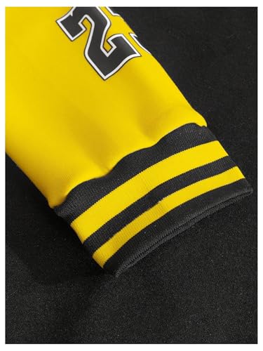 Floerns Men's Varsity Baseball Bomber Jacket Long Sleeve Colorblock Lightweight Coat3