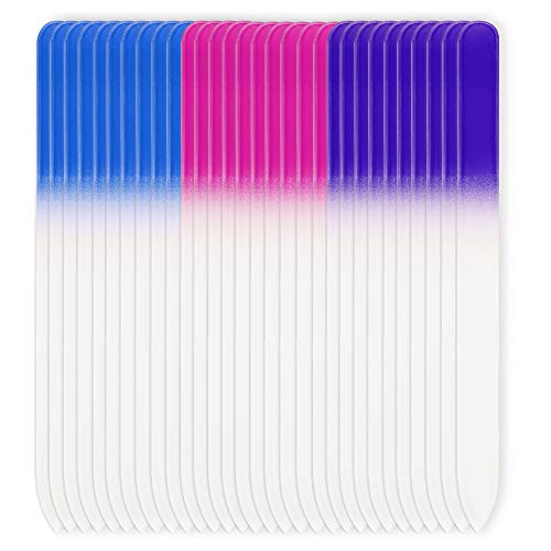 30 Pack Professional Czech Crystal Glass Nail Files Buffer Manicure Tools Kit Set Color for Natural Nails Polishing Fingernail Toenail Care (pink purple blue)