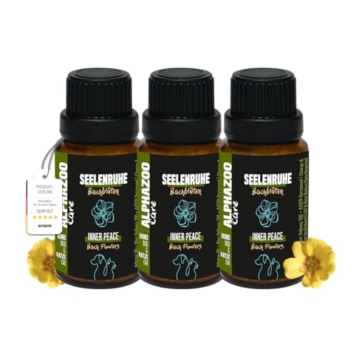 alphazoo Seelenruhe Anti-Stress Bachblüten für Hunde & Katzen 3 x 15g I Globuli Beruhigungstabletten...