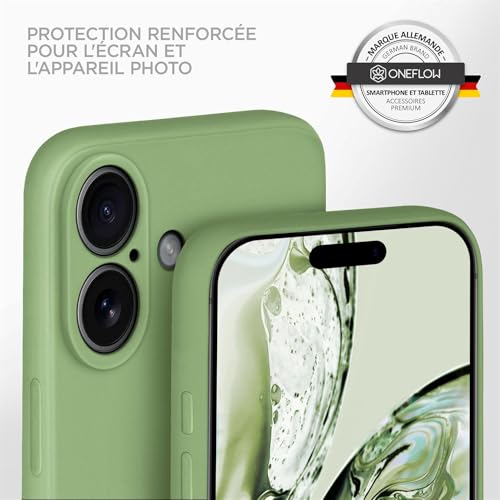 Coque silicone iPhone 17 OneFlow vert avec protection caméra arrière