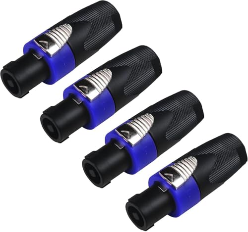 VISSQH 4 x Lautsprecher Stecker Audio Lautsprecherstecker f&uuml;r nl4fx Lautsprecherkabel Stecker,4 poliger Lautsprecherstecker Lautsprecher Einbaubuchse,Twist Lock